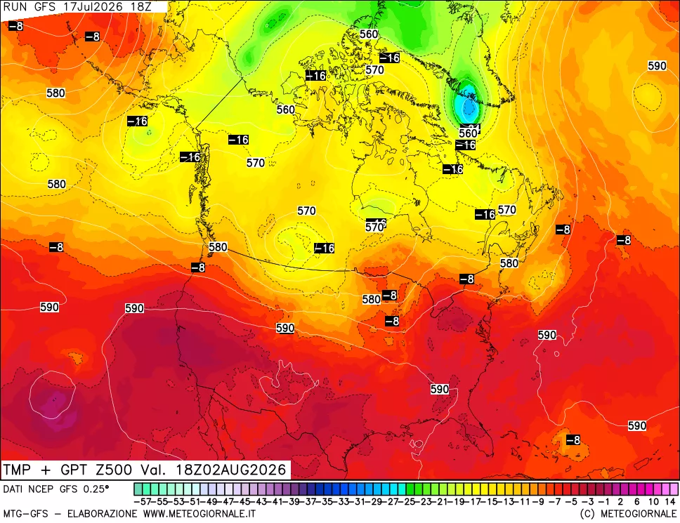 mappa 500 hPa Temp + GPT