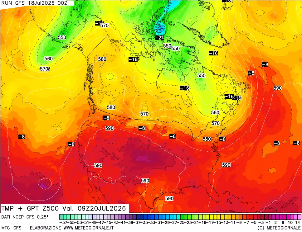 mappa 500 hPa Temp + GPT