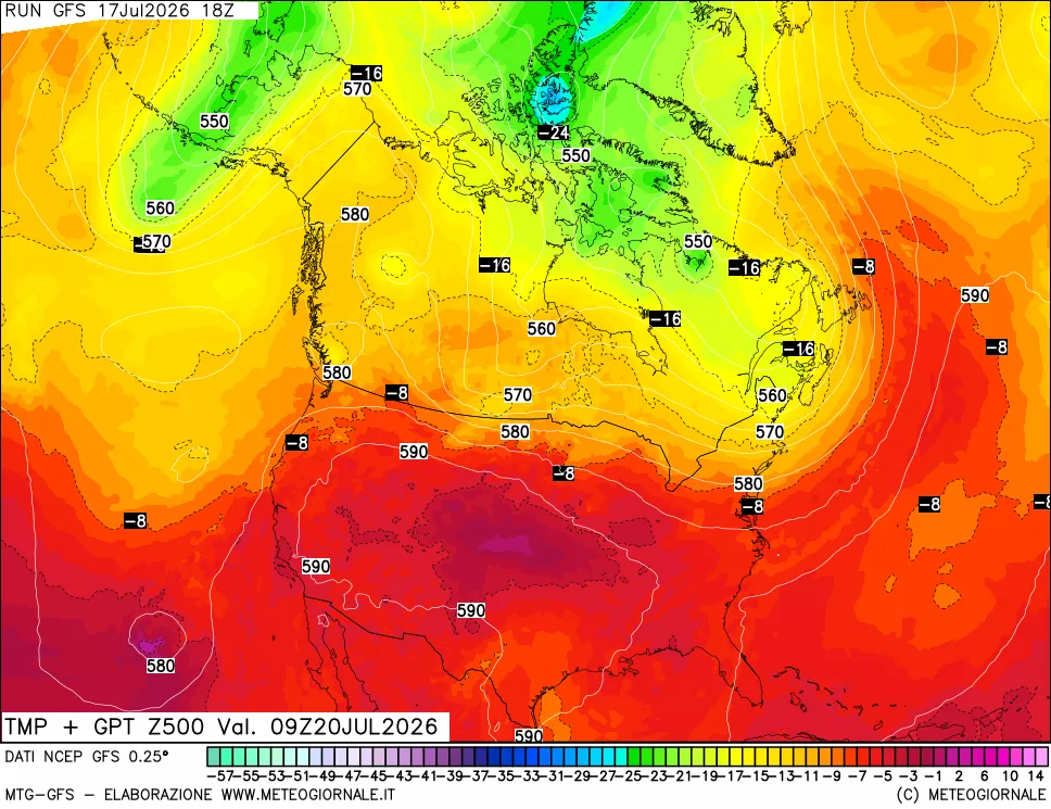 mappa 500 hPa Temp + GPT