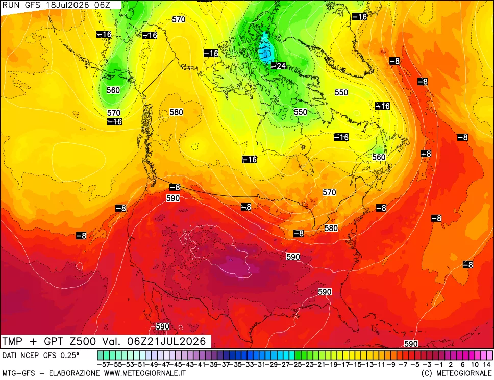 mappa 500 hPa Temp + GPT
