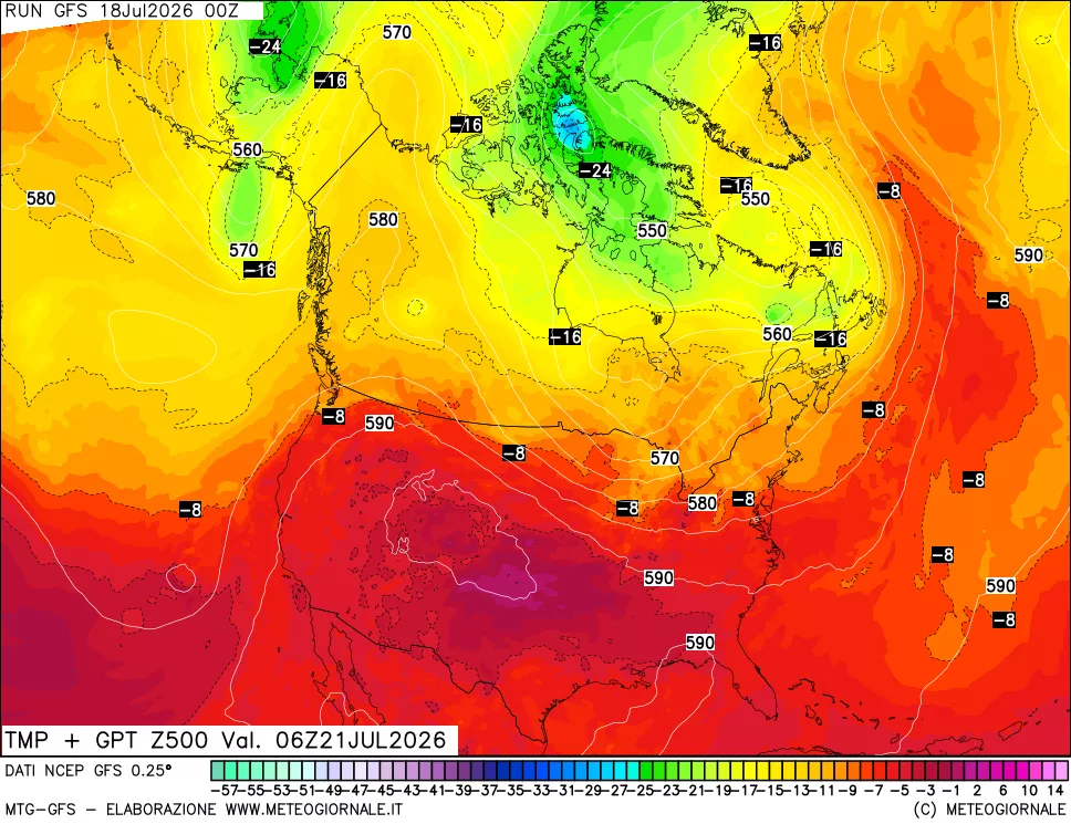 mappa 500 hPa Temp + GPT