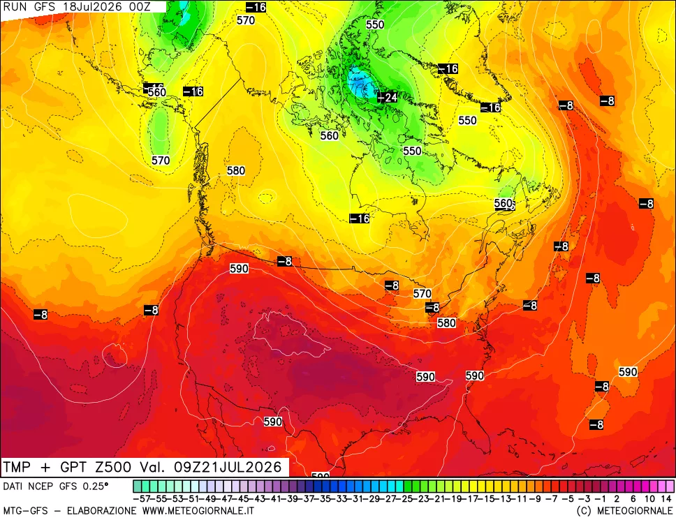 mappa 500 hPa Temp + GPT