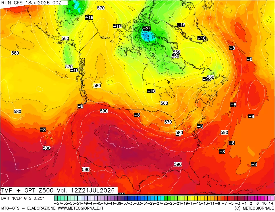 mappa 500 hPa Temp + GPT