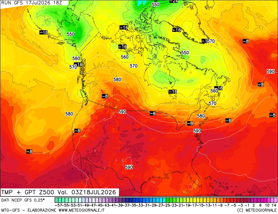 mappa 500 hPa Temp + GPT
