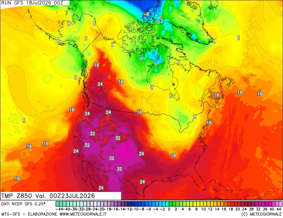 mappa 850 hPa Temp