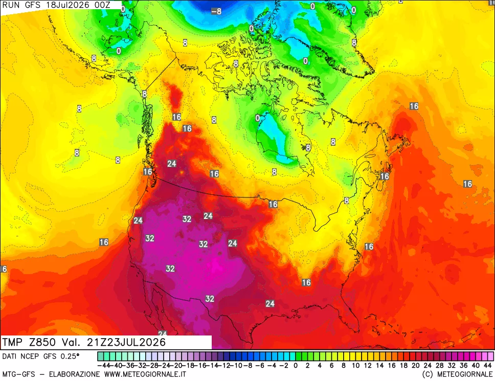 mappa 850 hPa Temp
