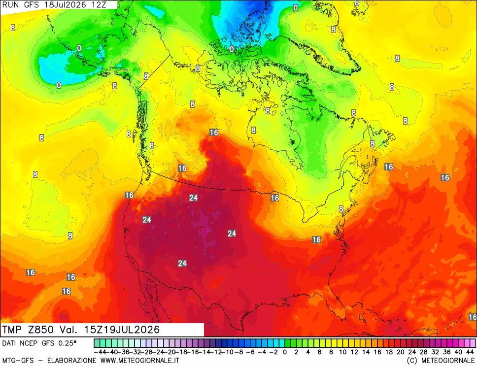 mappa 850 hPa Temp