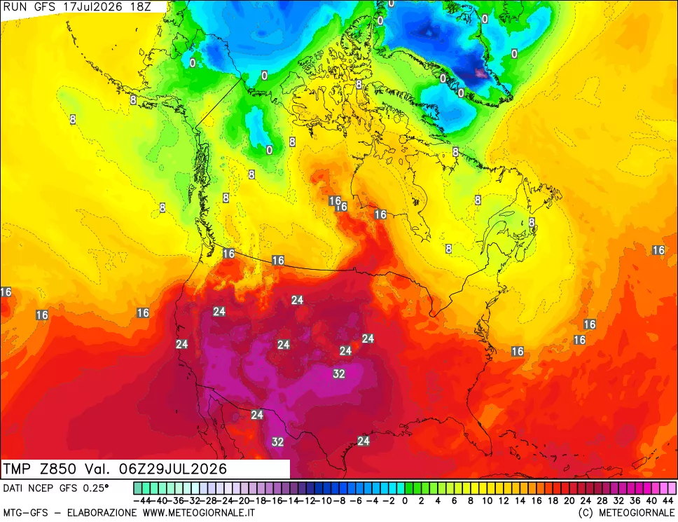 mappa 850 hPa Temp
