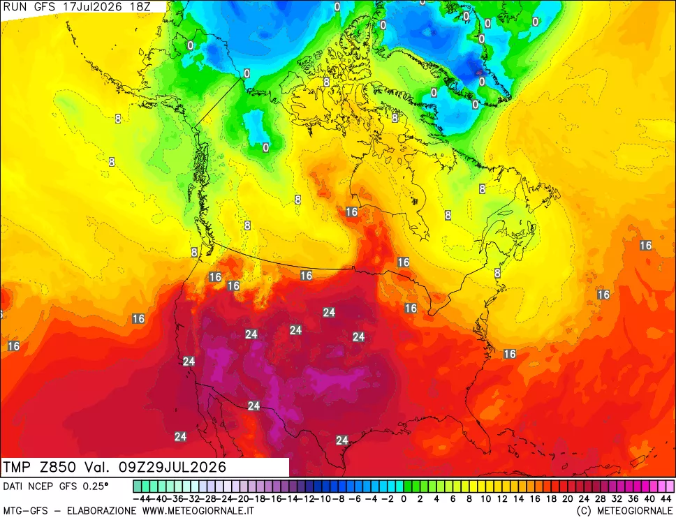 mappa 850 hPa Temp