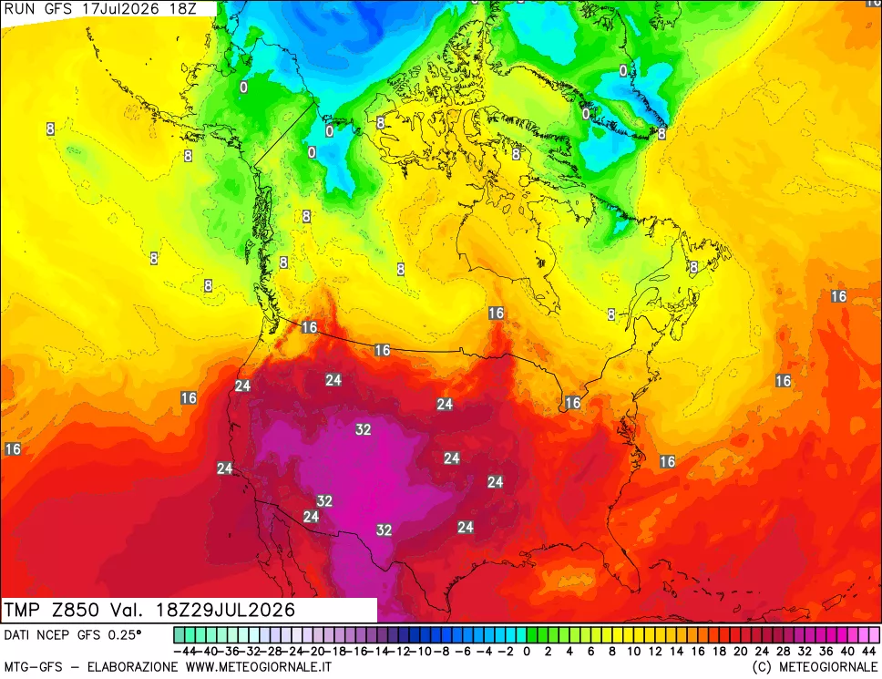 mappa 850 hPa Temp