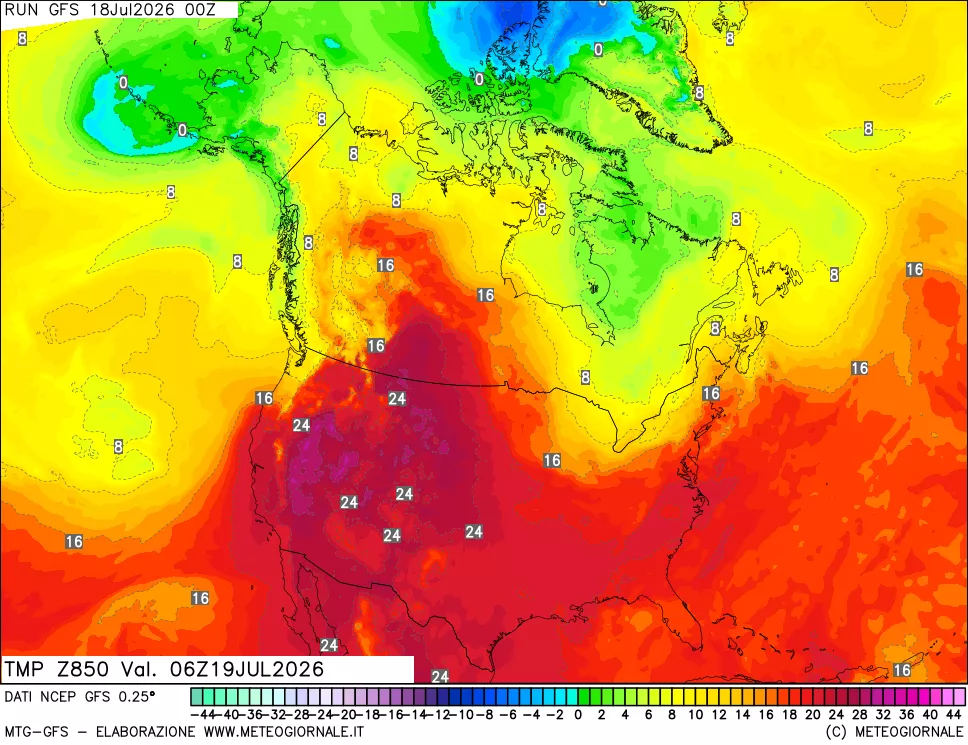 mappa 850 hPa Temp