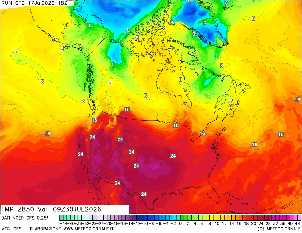 mappa 850 hPa Temp
