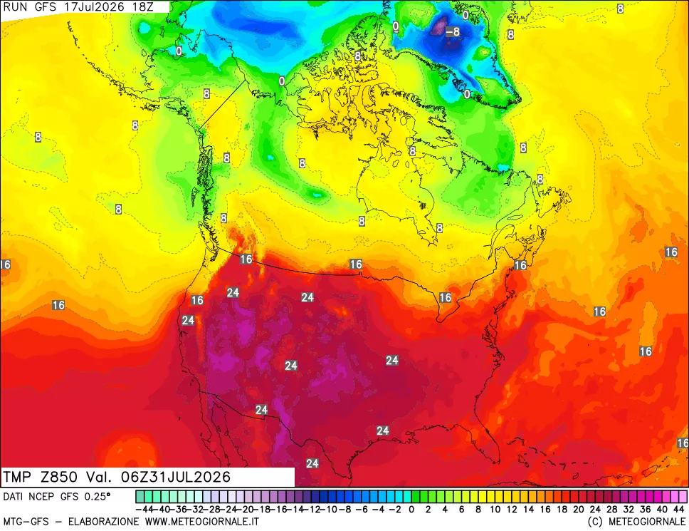 mappa 850 hPa Temp