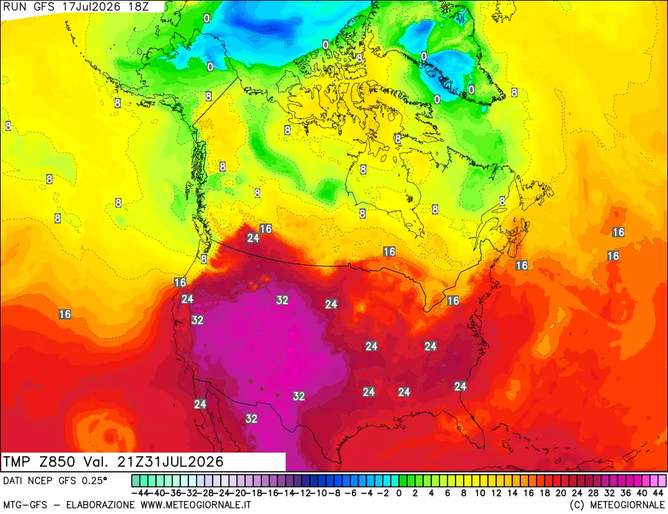 mappa 850 hPa Temp