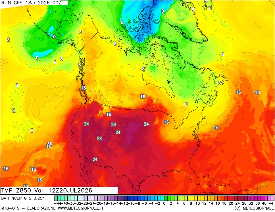 mappa 850 hPa Temp