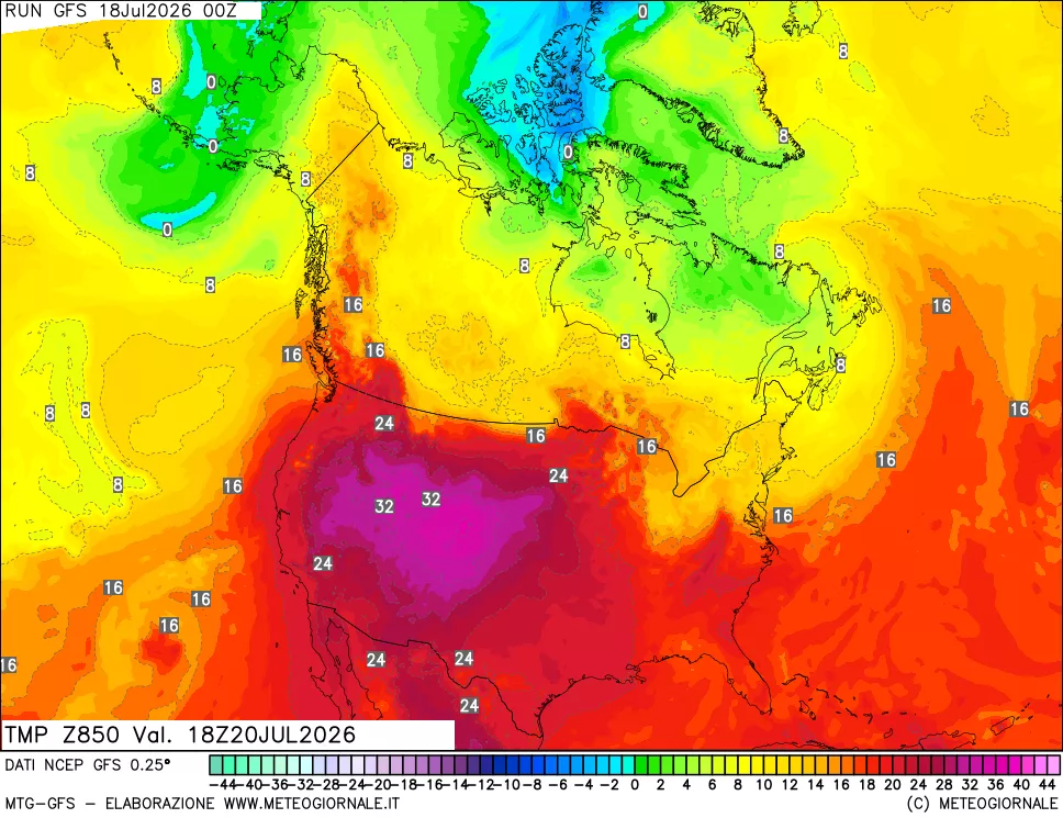 mappa 850 hPa Temp