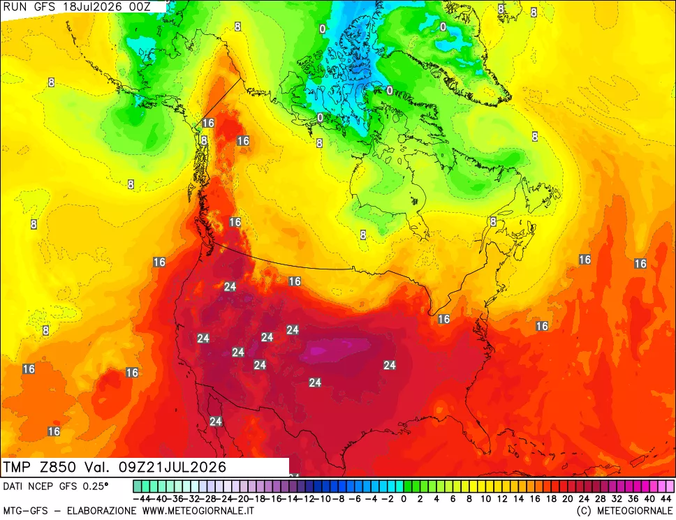 mappa 850 hPa Temp