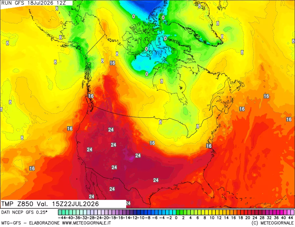 mappa 850 hPa Temp