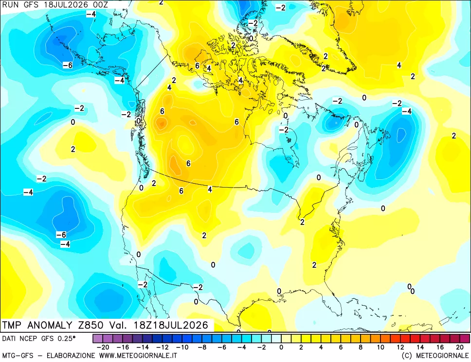 mappa 850 hPa Temp Anomaly vs Cli.No 1981-2010