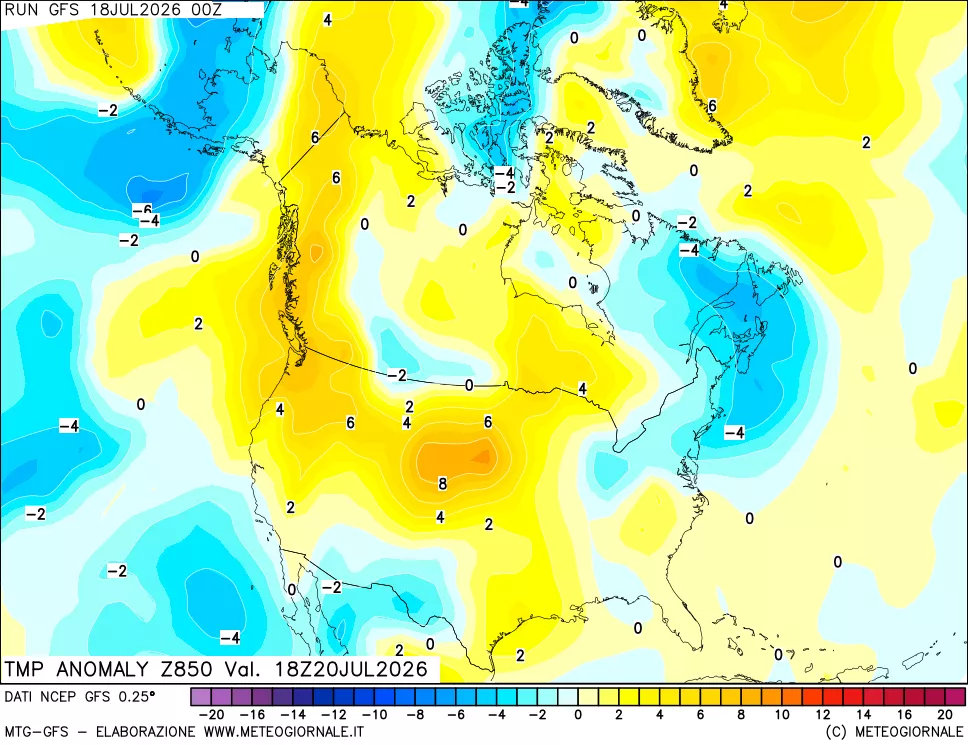 mappa 850 hPa Temp Anomaly vs Cli.No 1981-2010