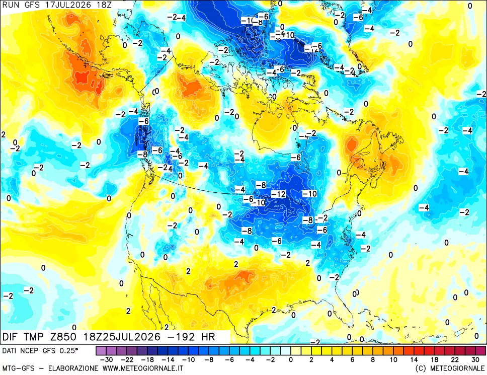 mappa 850 hPA Dif. Temp - Init