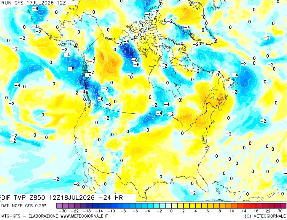 mappa 850 hPA Dif. Temp - Init