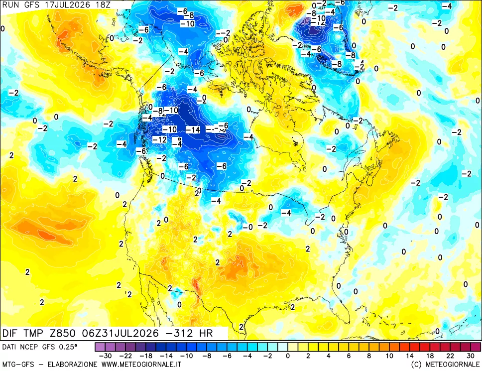 mappa 850 hPA Dif. Temp - Init