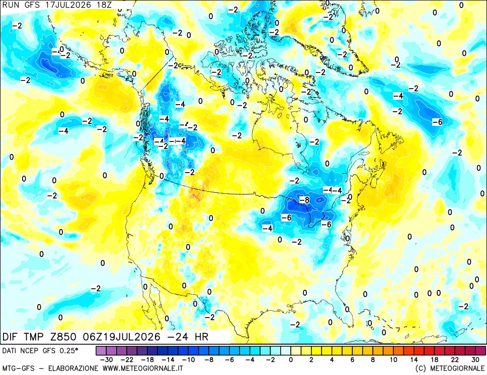 mappa 850 hPA Dif. Temp - Init