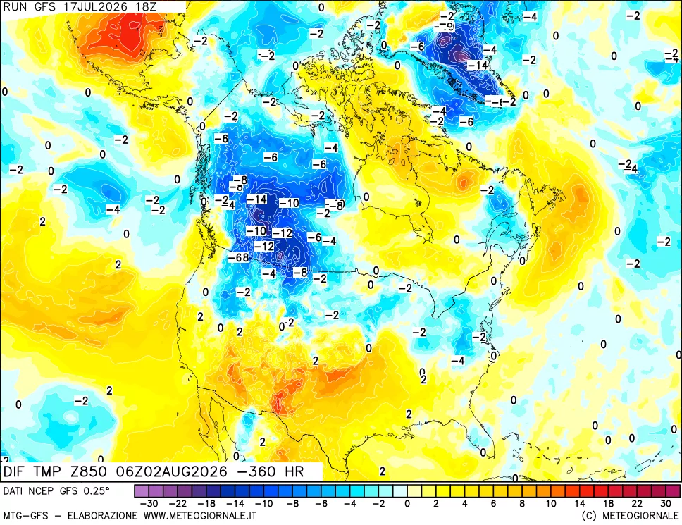mappa 850 hPA Dif. Temp - Init