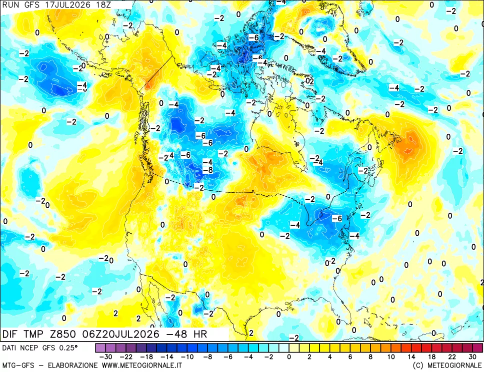 mappa 850 hPA Dif. Temp - Init