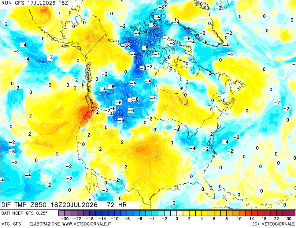 mappa 850 hPA Dif. Temp - Init