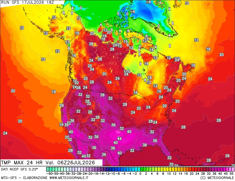 mappa Temperatura massima 24 ore