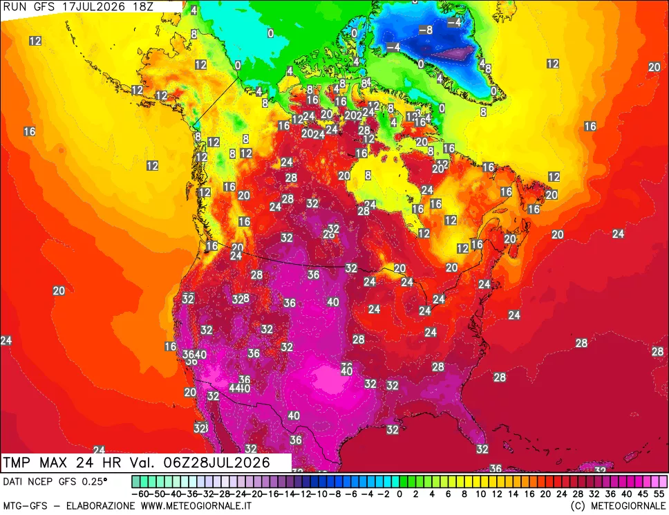 mappa Temperatura massima 24 ore