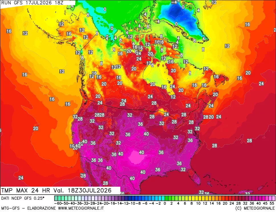 mappa Temperatura massima 24 ore