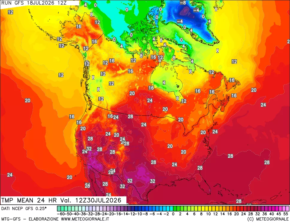 mappa Temperatura media 24 ore