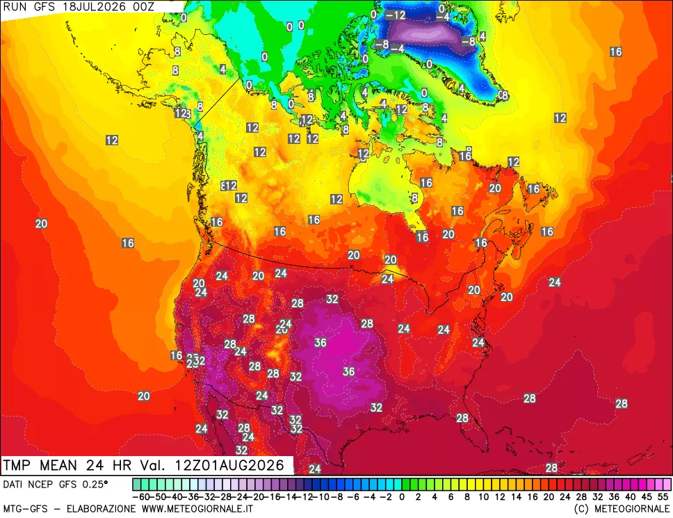 mappa Temperatura media 24 ore