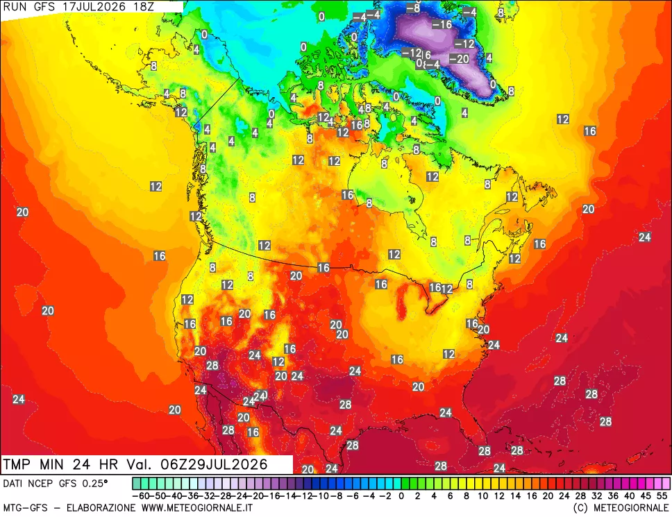 mappa Temperatura minima 24 ore