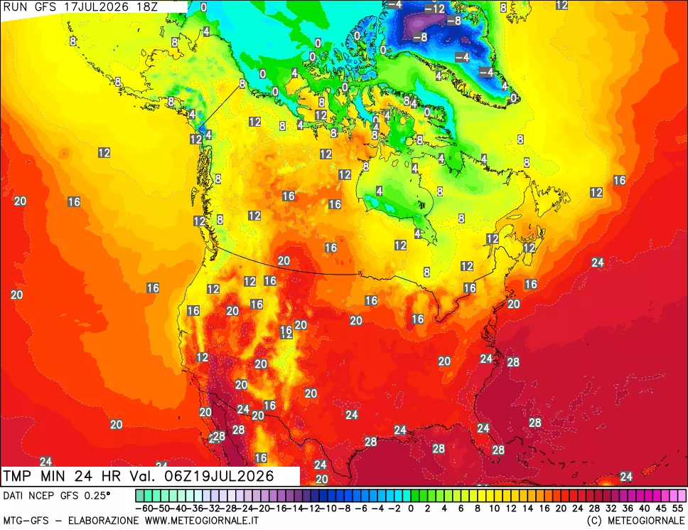 mappa Temperatura minima 24 ore