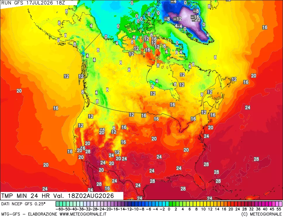 mappa Temperatura minima 24 ore