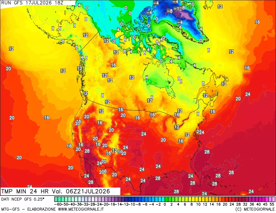 mappa Temperatura minima 24 ore