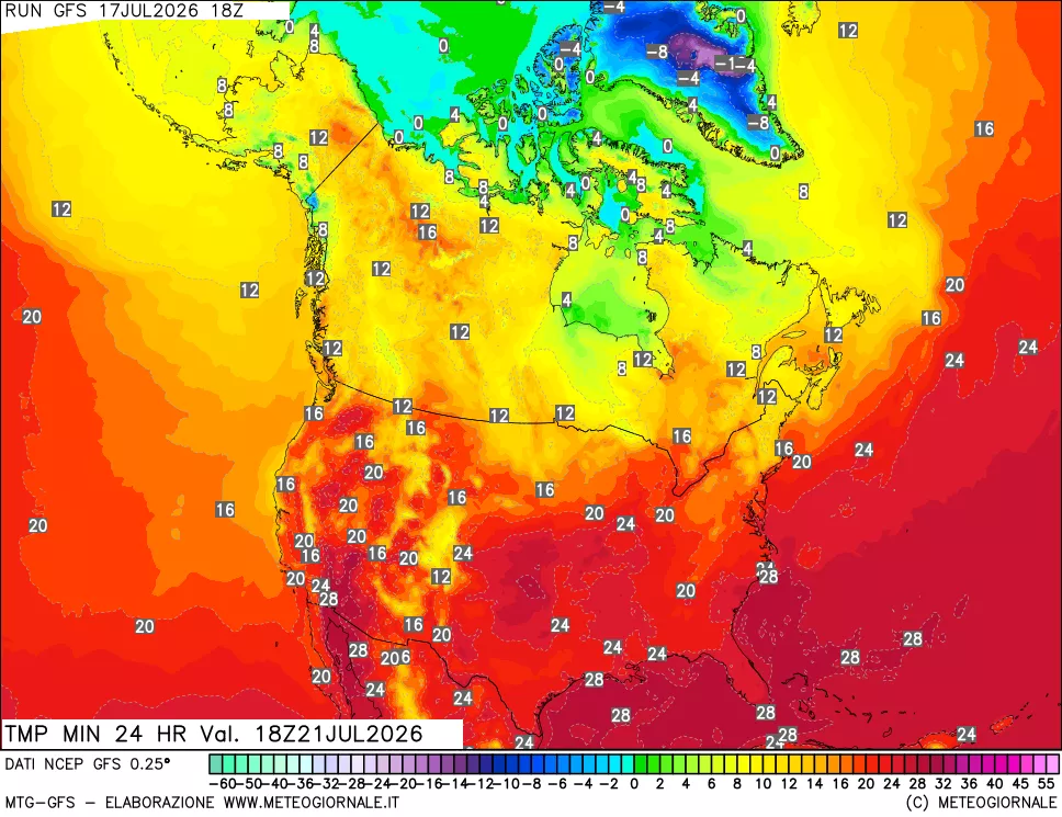mappa Temperatura minima 24 ore