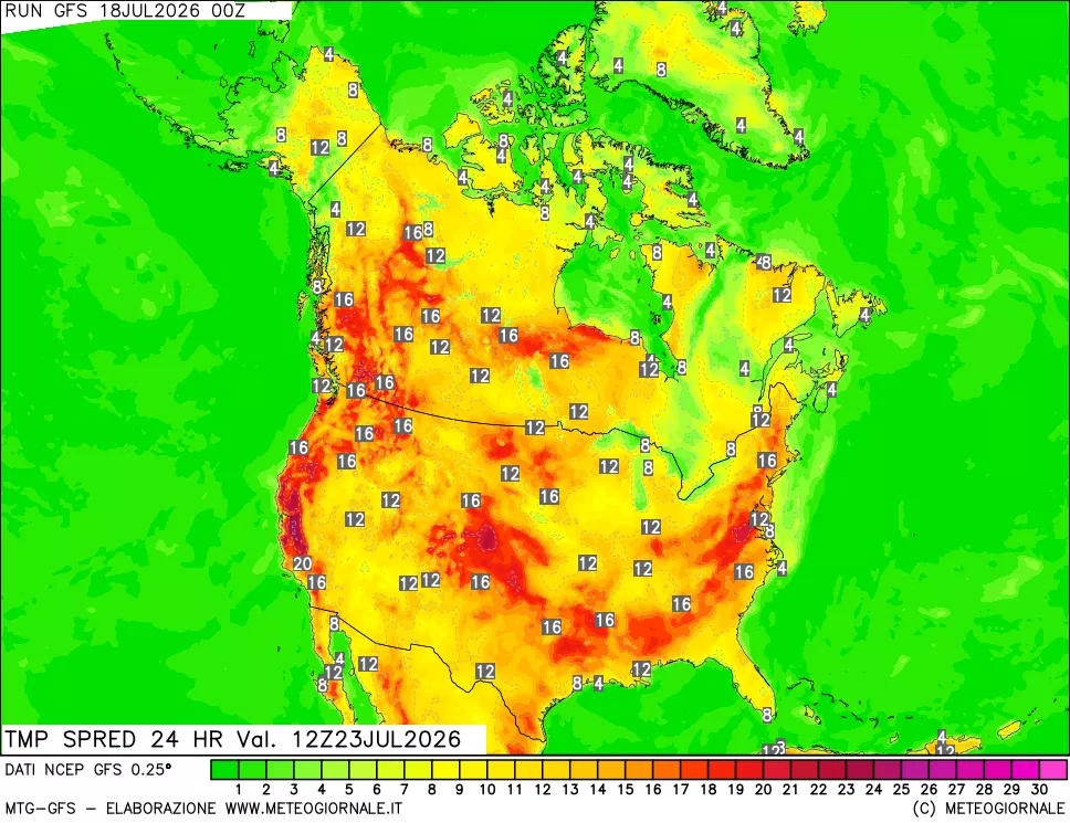 mappa Differenza TMax-TMin 24 ore