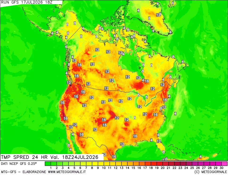 mappa Differenza TMax-TMin 24 ore