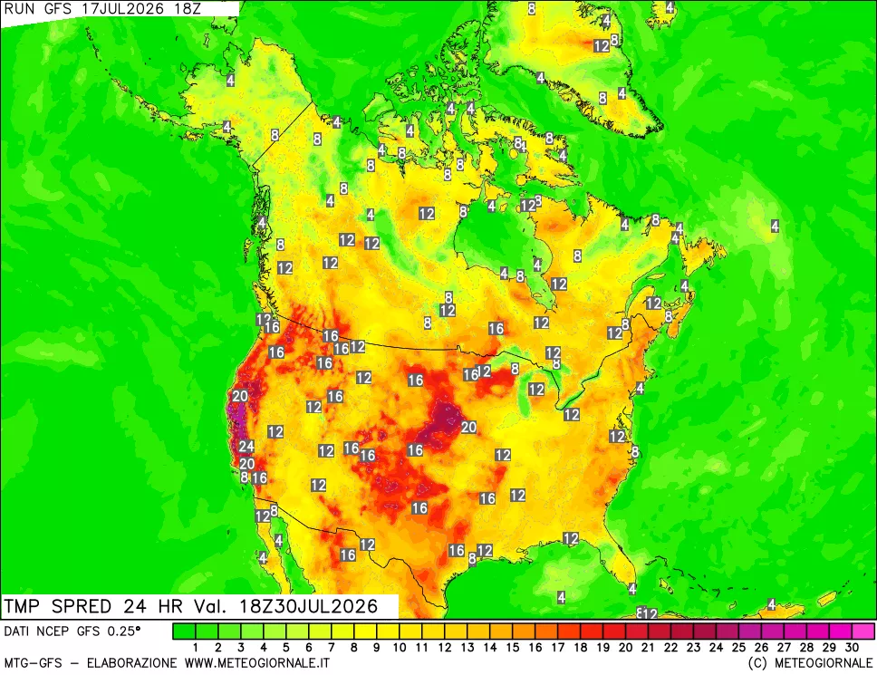 mappa Differenza TMax-TMin 24 ore