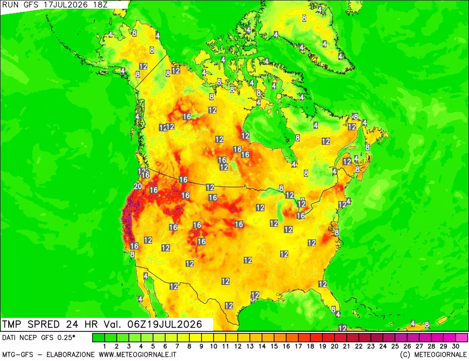 mappa Differenza TMax-TMin 24 ore