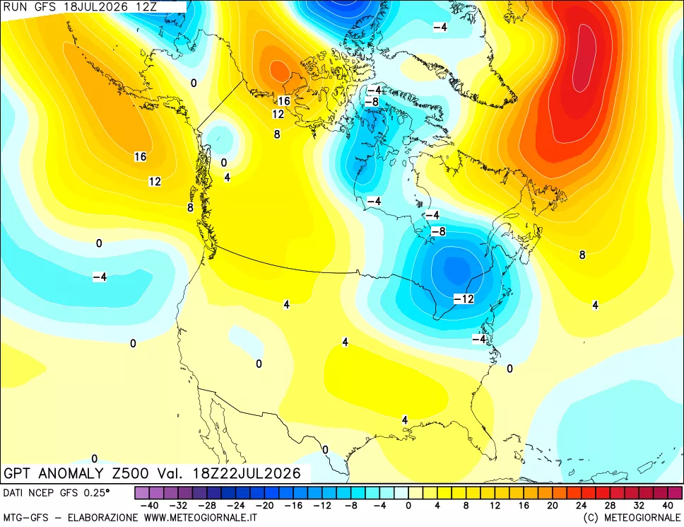 mappa 500 hPa GPT Anomaly vs Cli.No 1981-2010