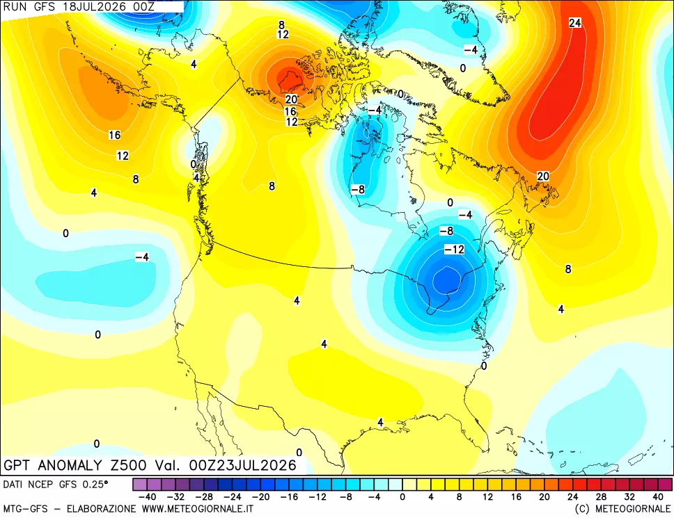 mappa 500 hPa GPT Anomaly vs Cli.No 1981-2010