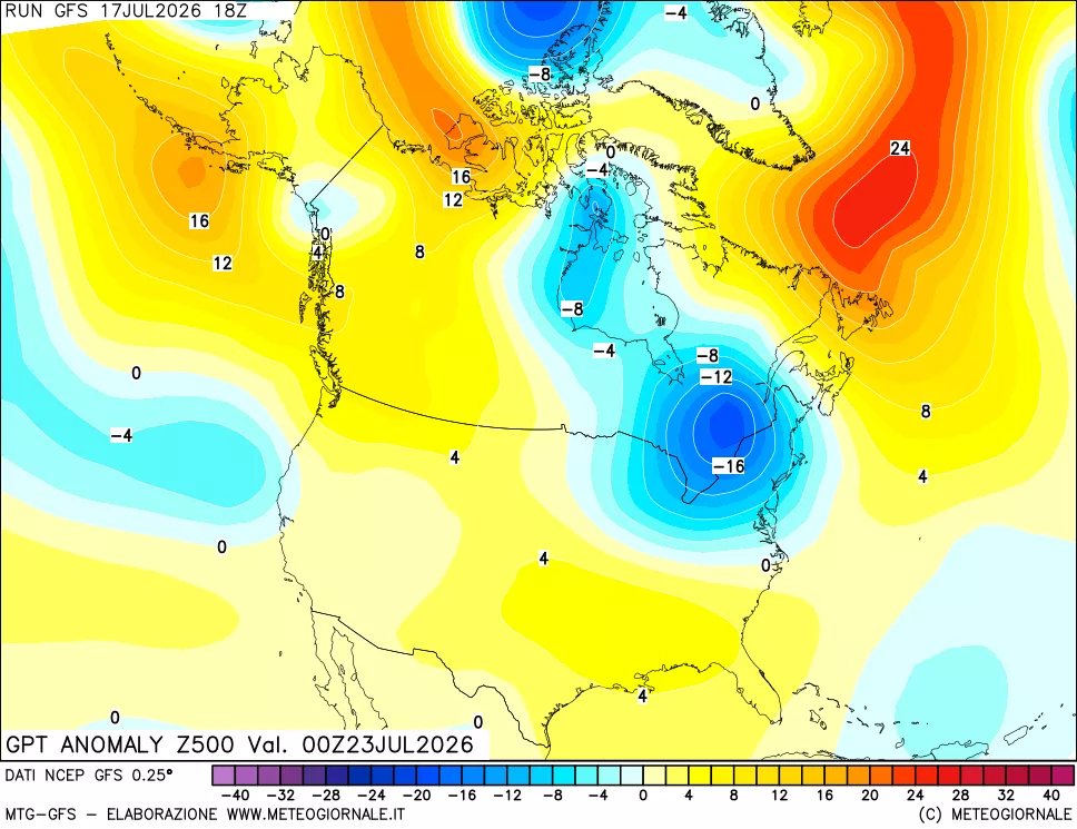 mappa 500 hPa GPT Anomaly vs Cli.No 1981-2010