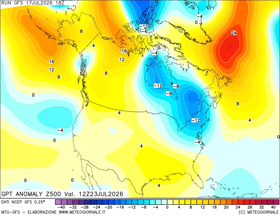 mappa 500 hPa GPT Anomaly vs Cli.No 1981-2010