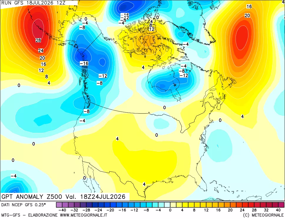 mappa 500 hPa GPT Anomaly vs Cli.No 1981-2010